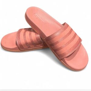 Adidas Originals Adilette Glitter Slide Sandals Coral Pink | Size 9
